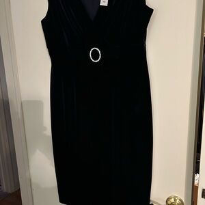 Indigo Deep Navy Midi Dress with Embellished Waist